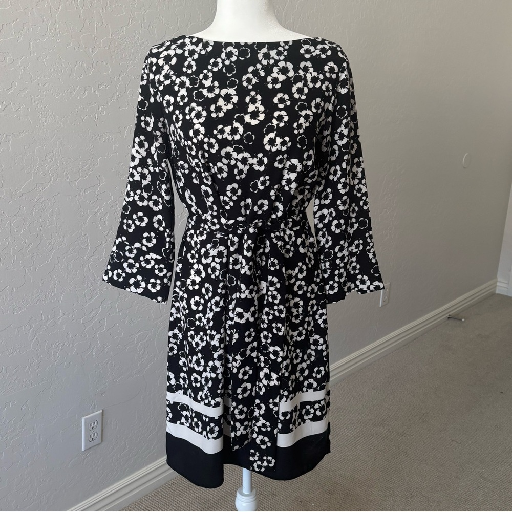 H&M Black and White Floral Long Sleeve Dress